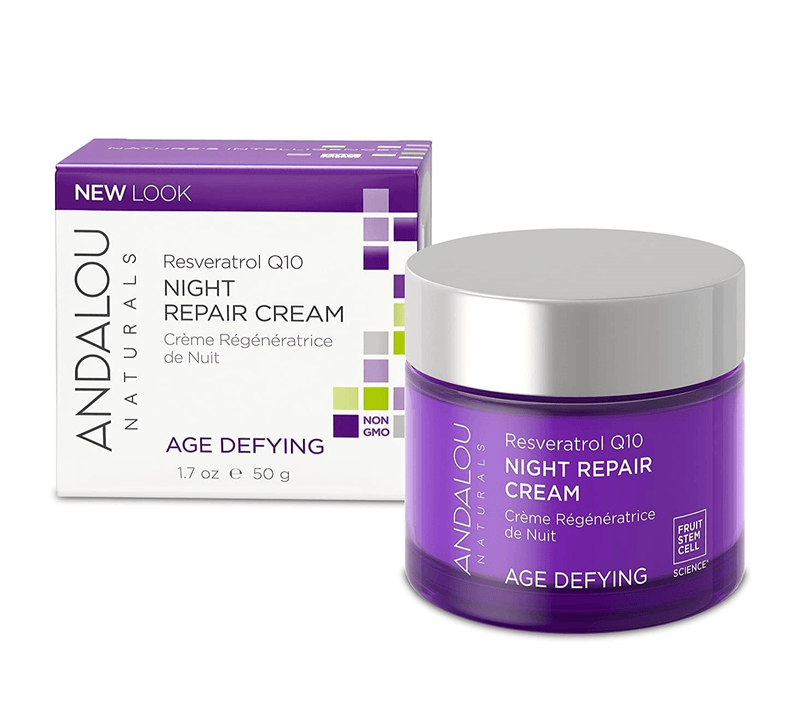 Andalou Naturals Night Repair Cream Resveratrol Q10 50g - Five Natural