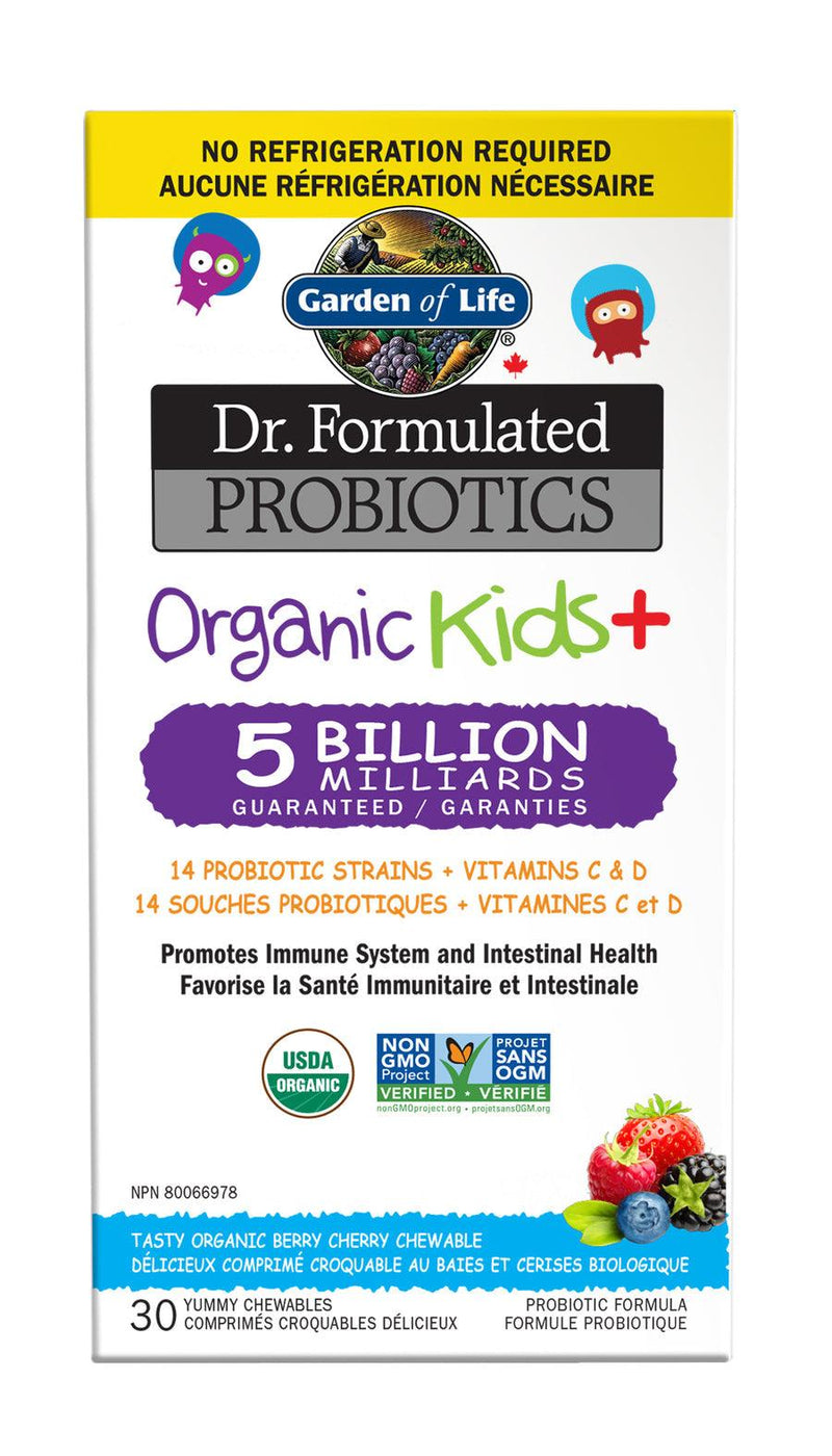 Garden of Life Dr. Formulated Organic Kids+ 5B Shelf Stable (Berry Cherry) 30 Chewable Tablets - Five Natural