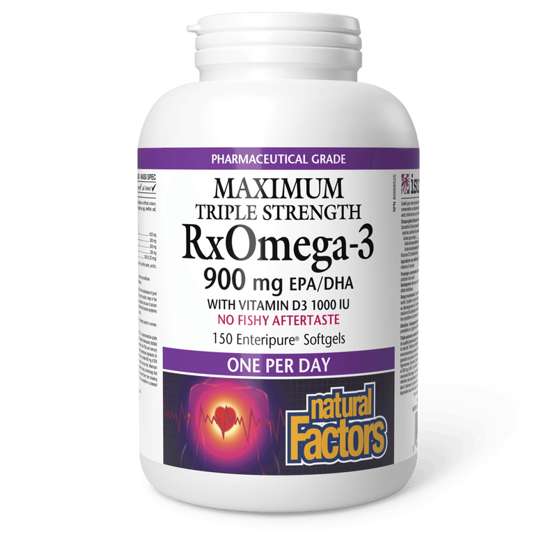 Natural Factors RxOmega-3 Maximum Triple Strength 900 mg 150 Softgels - Five Natural