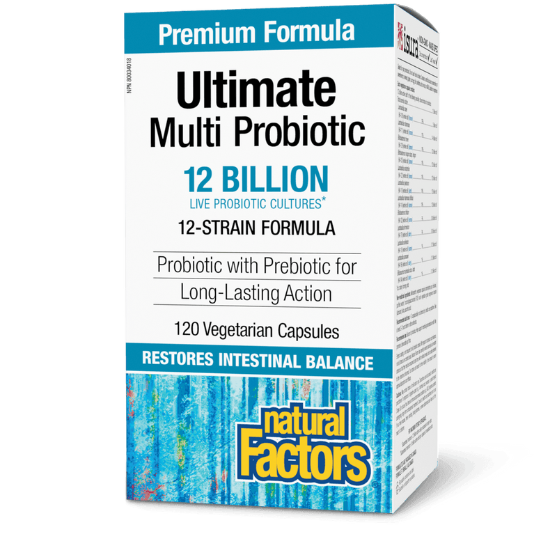 Natural Factors Ultimate Multi Probiotic 12 Billion Live Probiotic Cultures 120 Veg Capsules - Five Natural