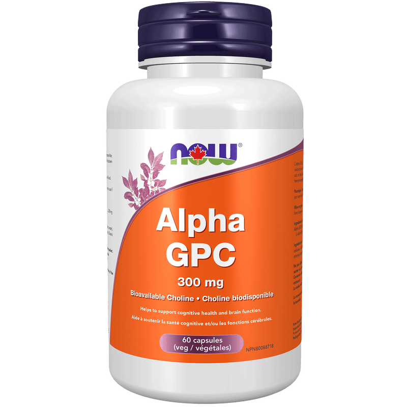 NOW Alpha GPC (Bioavailable Choline) 300mg 60 Veg Capsules - Five Natural