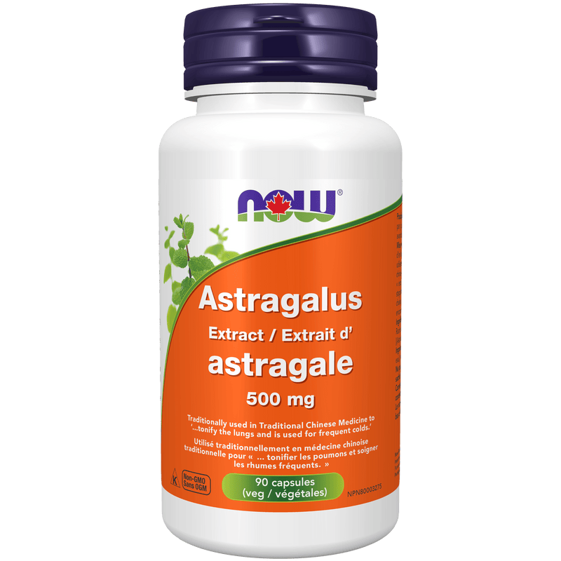 NOW Astragalus Extract 500mg 90 Veg Capsules - Five Natural