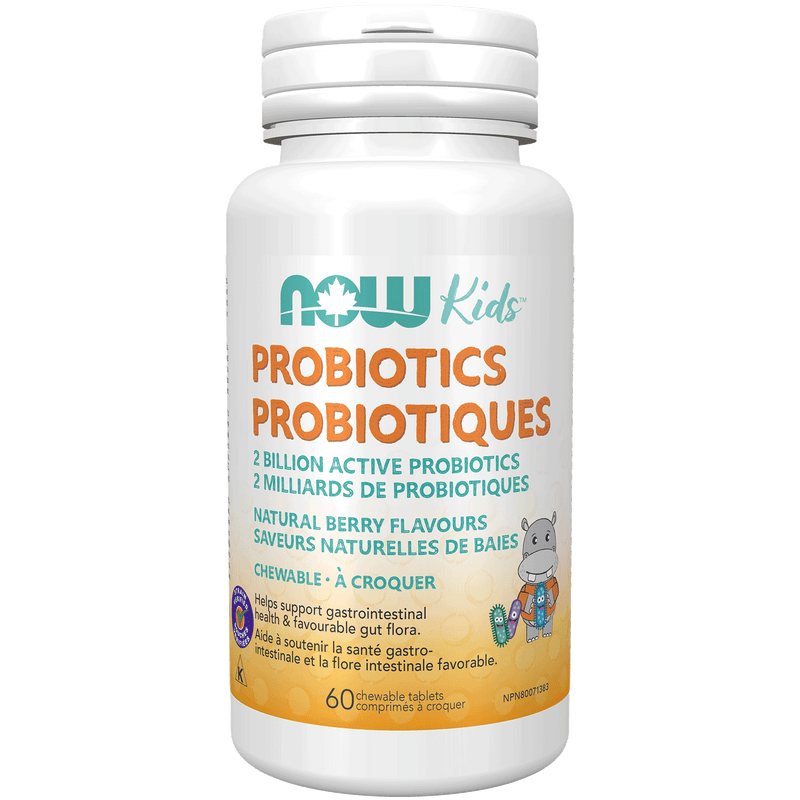 NOW Kids Probiotic 2 Billion 60 Chewable Tablets - Five Natural