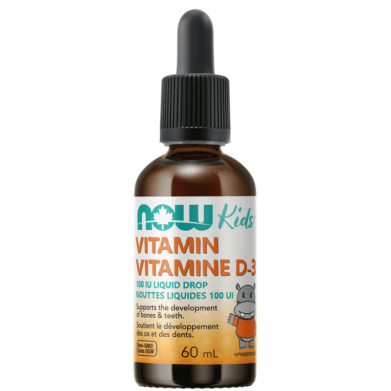 NOW Kids Vit D-3 Liquid Drops 100 IU / drop 60mL - Five Natural