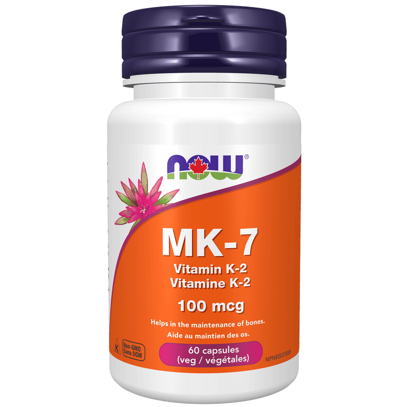 NOW MK-7 Vitamin K-2 100mcg 60 Veg Capsules - Five Natural