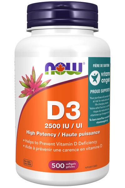 NOW Vitamin D-3 2,500 IU 500 Softgels - Five Natural