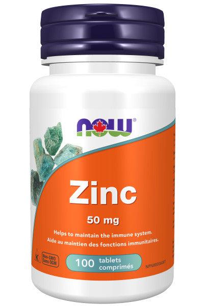 NOW Zinc Gluconate 50mg 100 Tablets - Five Natural