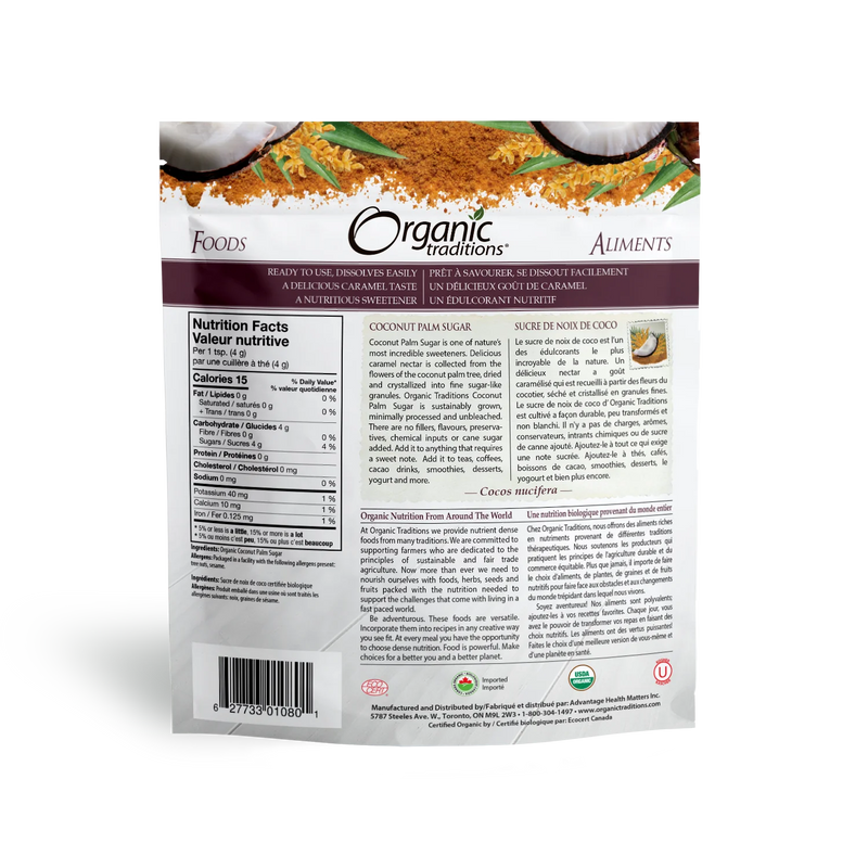 Organic Traditions Coconut Palm Sugar 227g - Five Natural