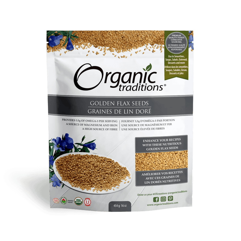 Organic Traditions Golden Flax Seeds 454g - Five Natural