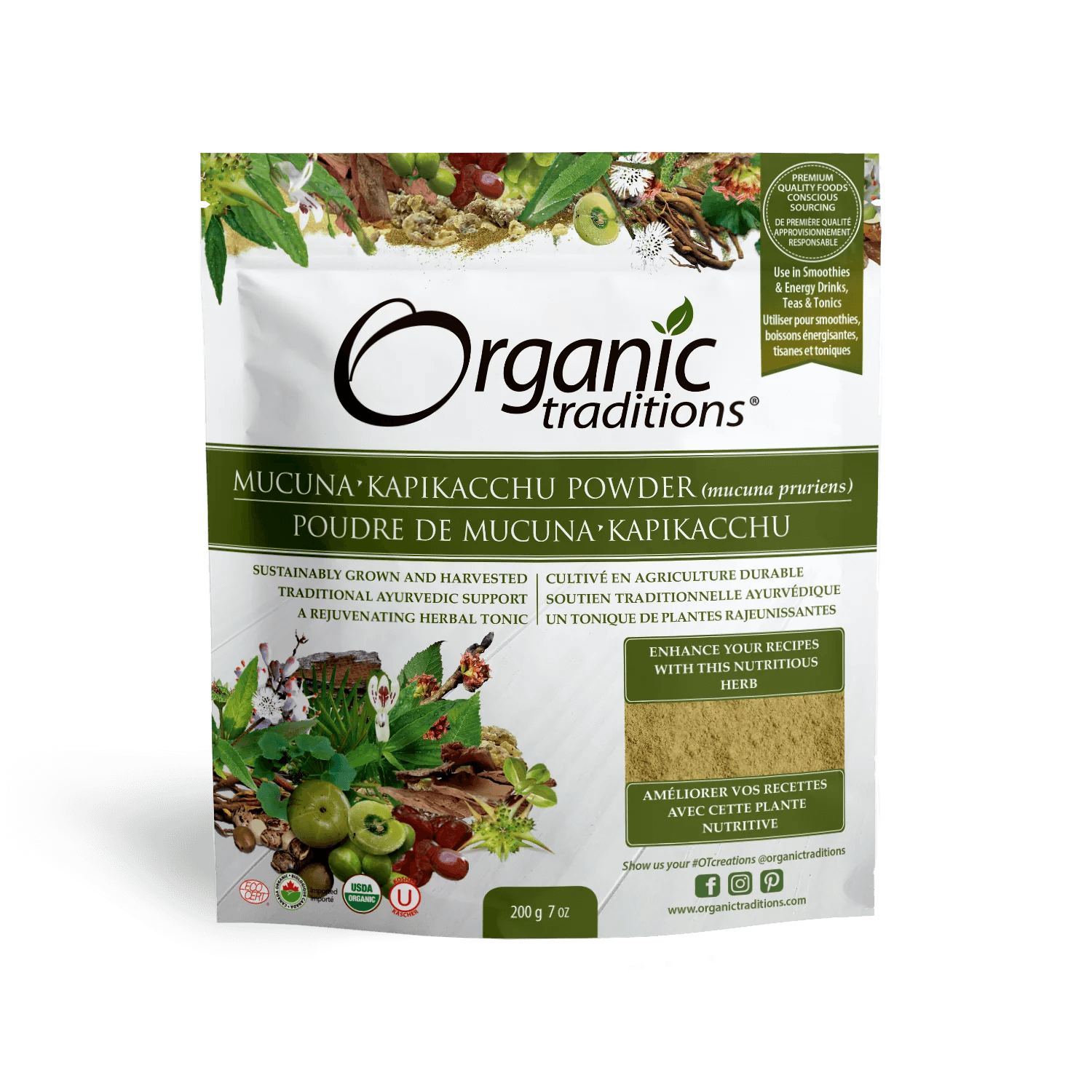 Organic Traditions Kapikacchu Powder (Mucuna pruriens) 200g