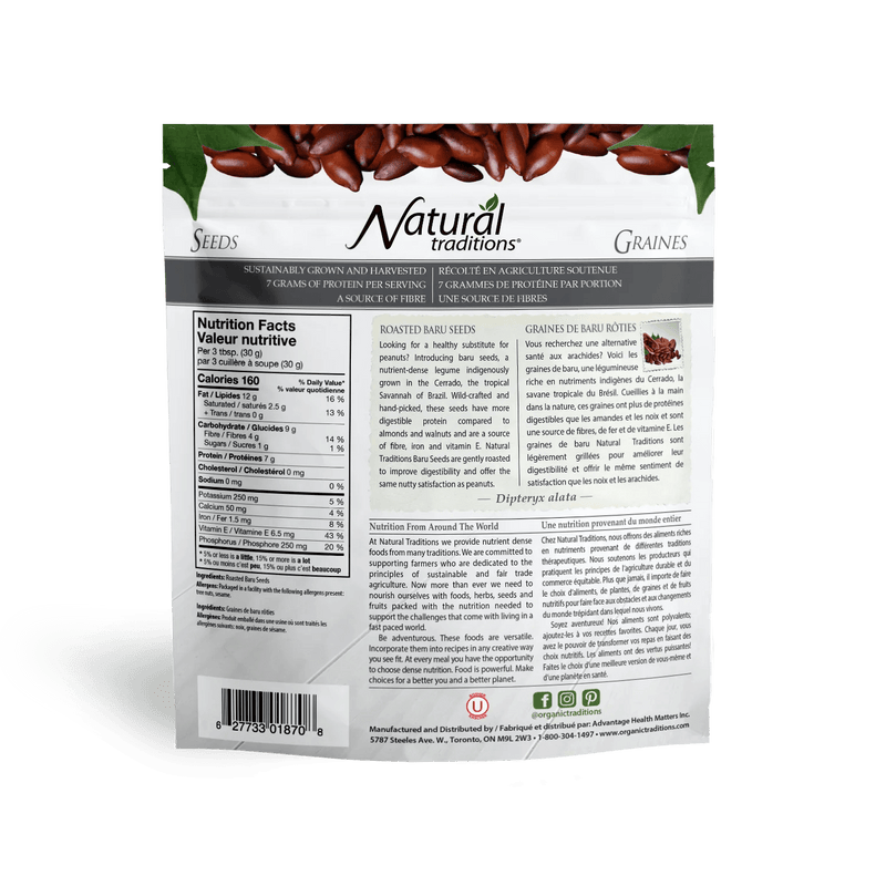 Organic Traditions Roasted Baru Seeds 150g - Five Natural