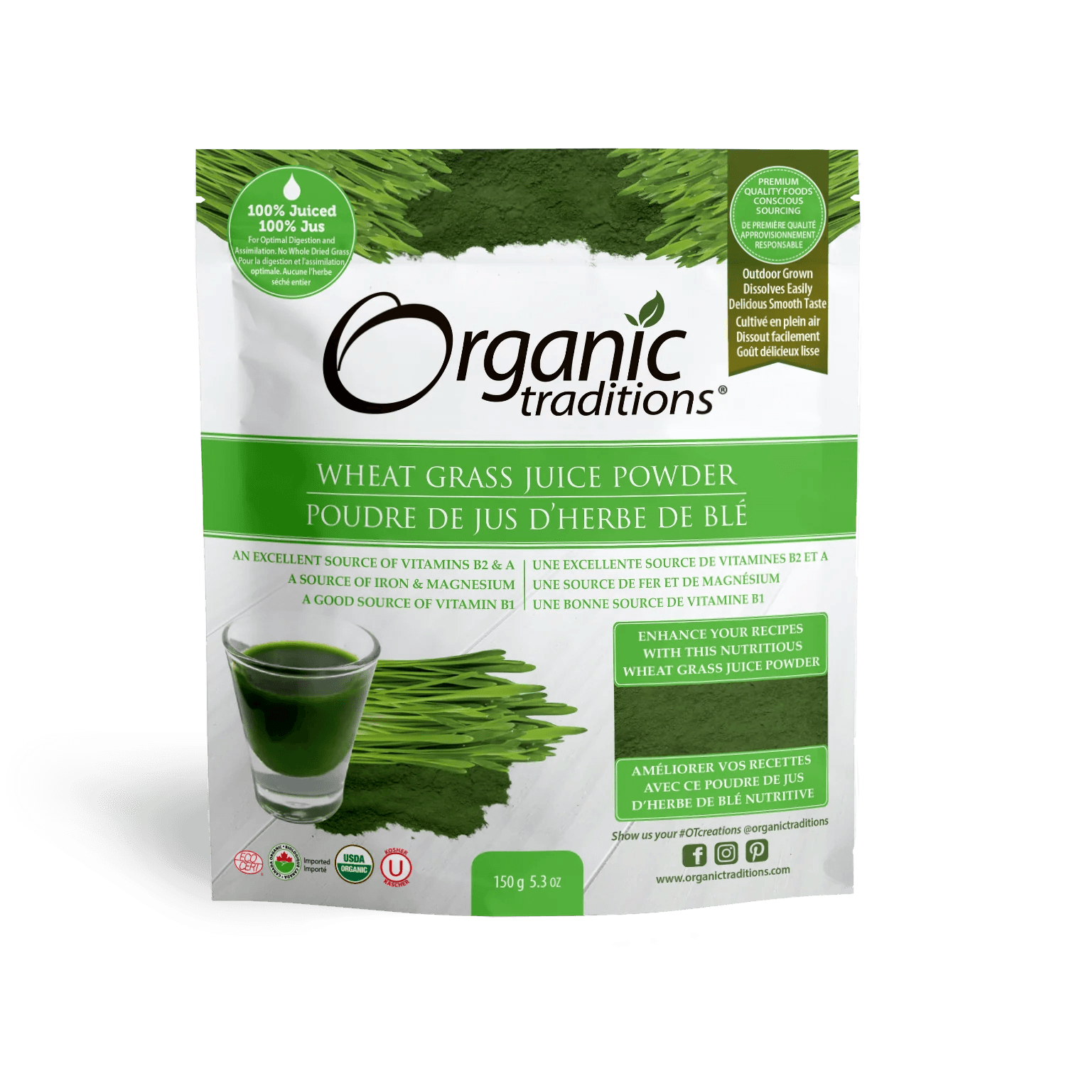 Organic Traditions Wheat Grass Juice Powder 150g 9535