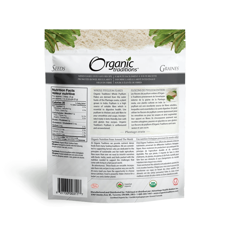 Organic Traditions Whole Psyllium Flakes 340g - Five Natural