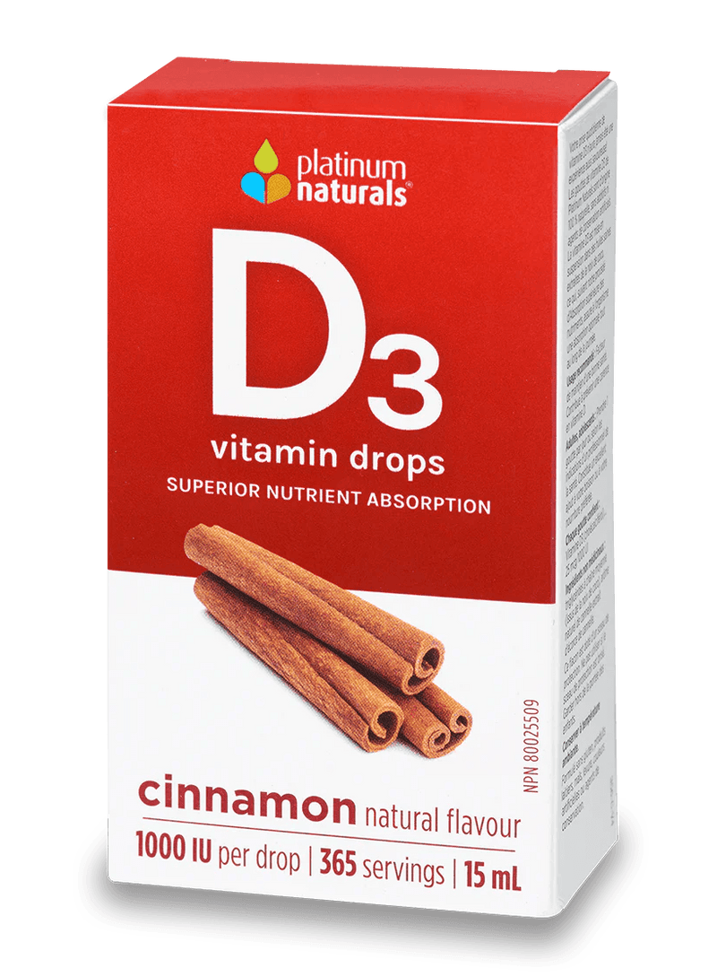 Platinum Naturals Vitamin D3 Drops 1000IU Cinnamon 15mL - Five Natural